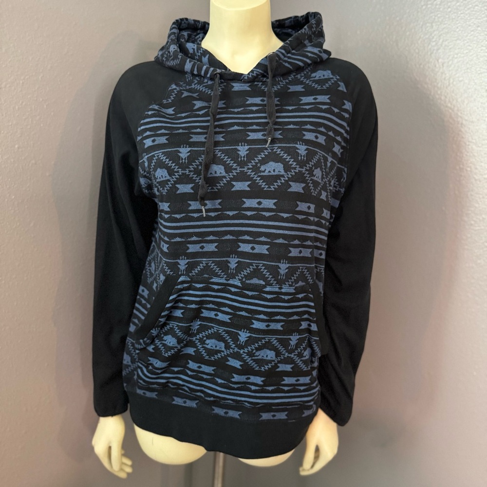 Black and Blue Patterned Hoodie